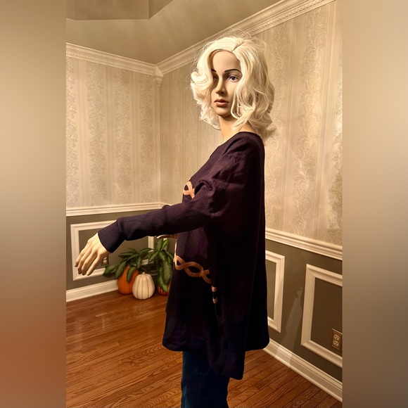 NWT!☃️AAEDA!❄️Sweater “Dolman Sleeves”/blk/copper/chain link design/size-M - Picture 3 of 9